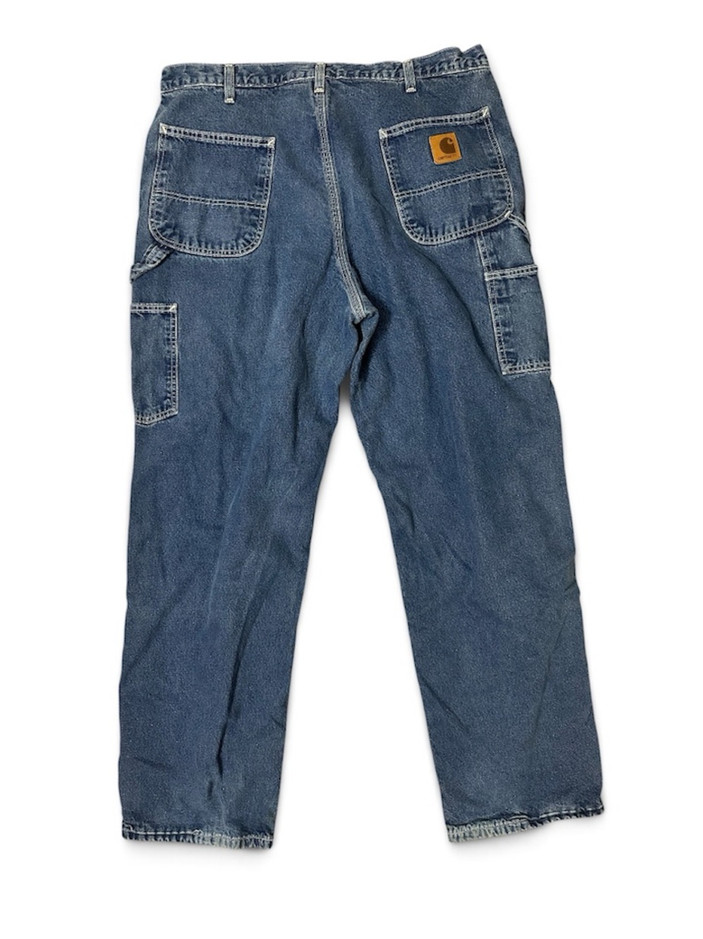 Vintage Carhartt B14 DST Flannel-Lined Washed Denim Work Dungarees- Size 38x32